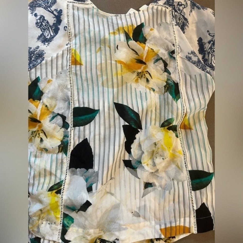Anthropologie Maeve Blue and White Floral Top